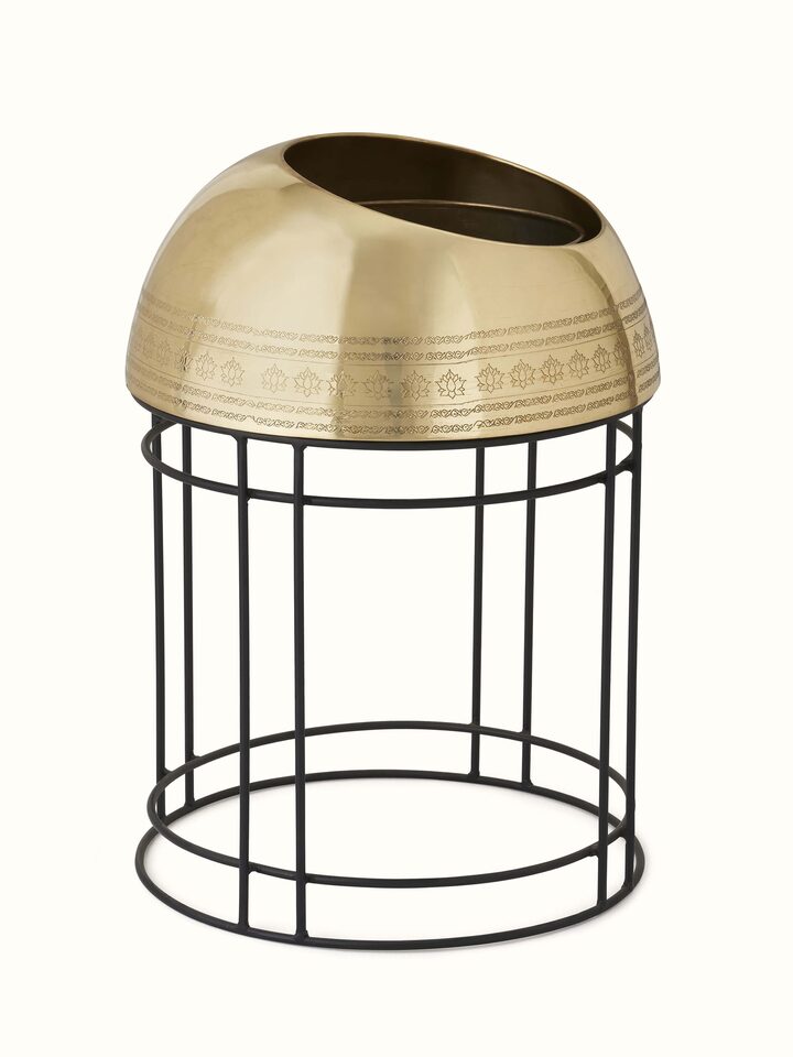 Front view of Traditional Brass Planter showcasing its classic design