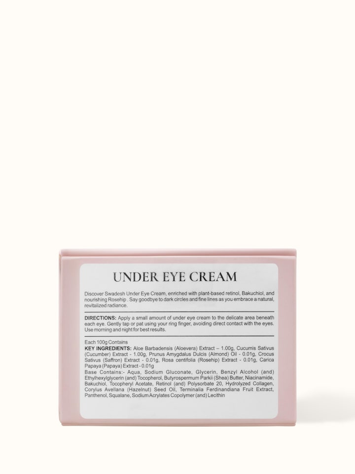 Overhead view of Under Eye Cream jar, highlighting the jar opening and label.