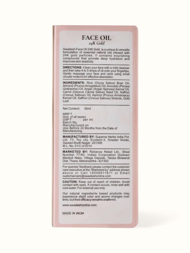 Close-up view of Face Oil 24K Gold highlighting its luxurious and rejuvenating formula