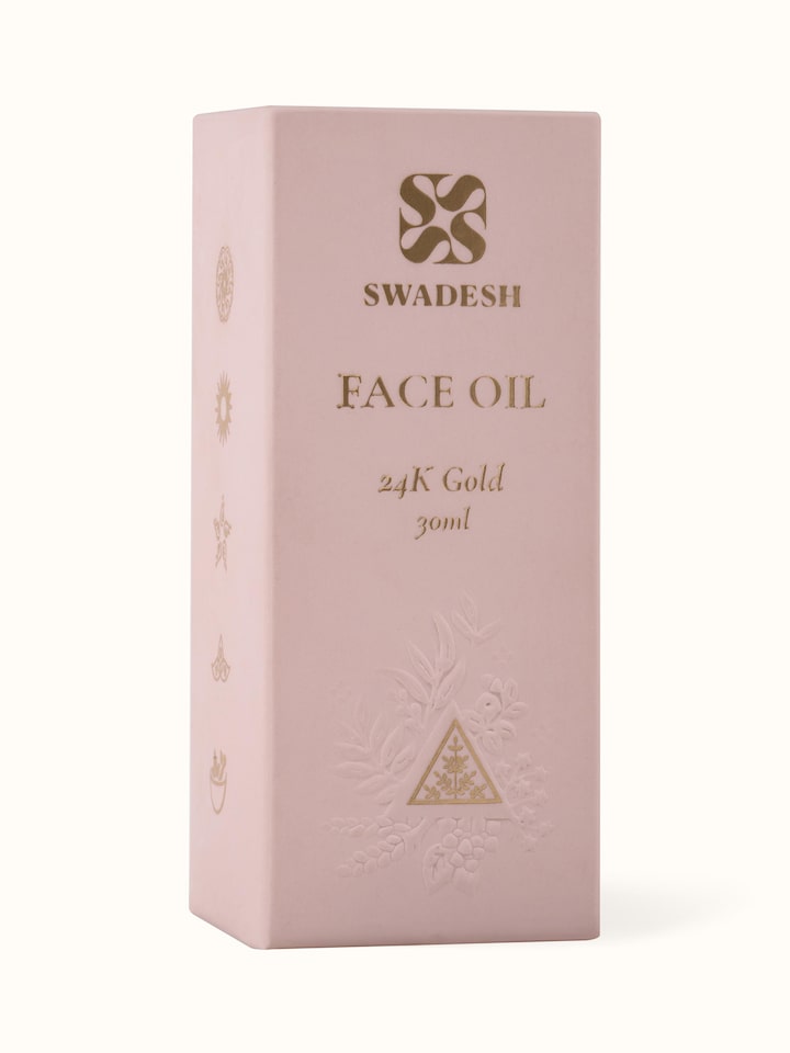 Back view of Face Oil 24K Gold showcasing product information and usage instructions
