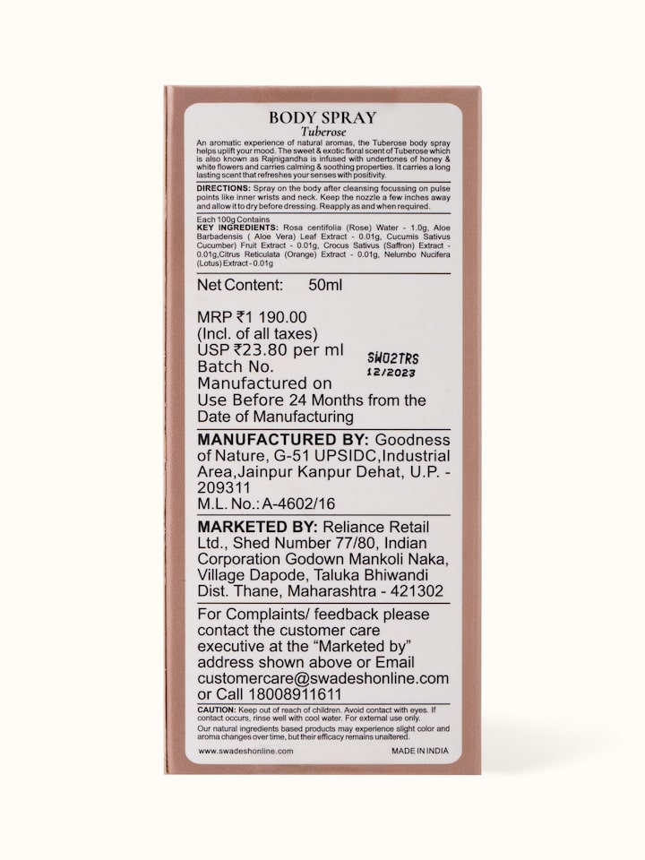 Body Spray Tuberose