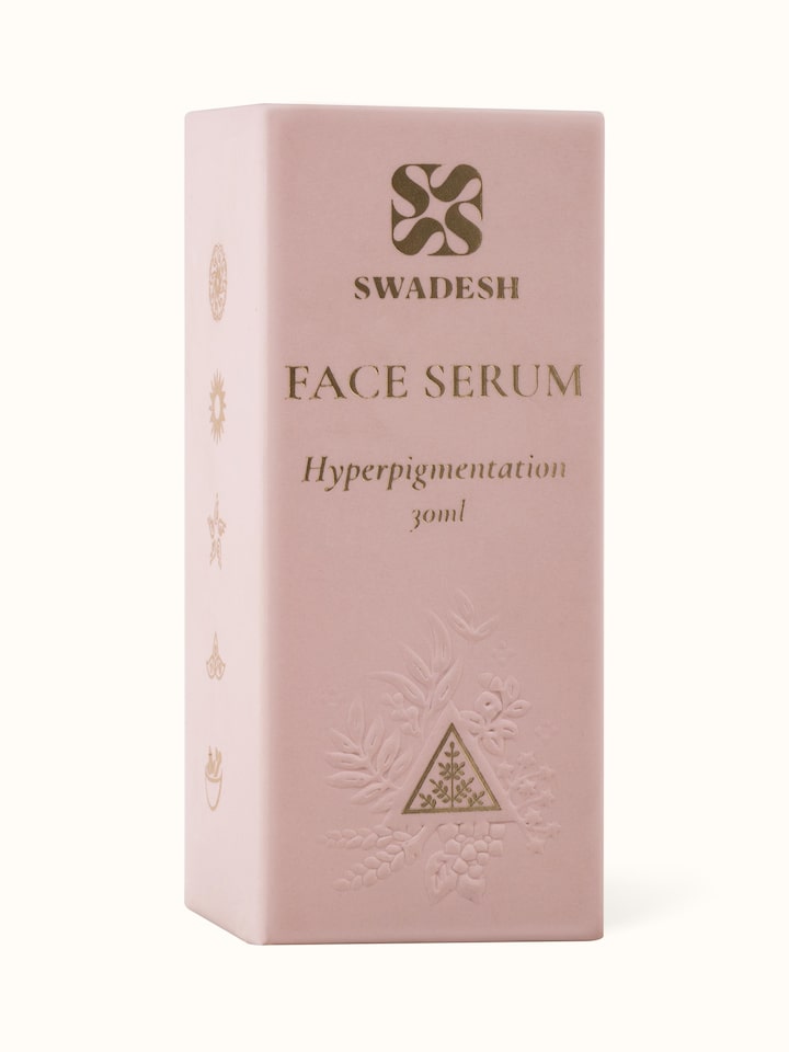 Detail view of Face Serum Hyperpigmentation highlighting the packaging label detail
