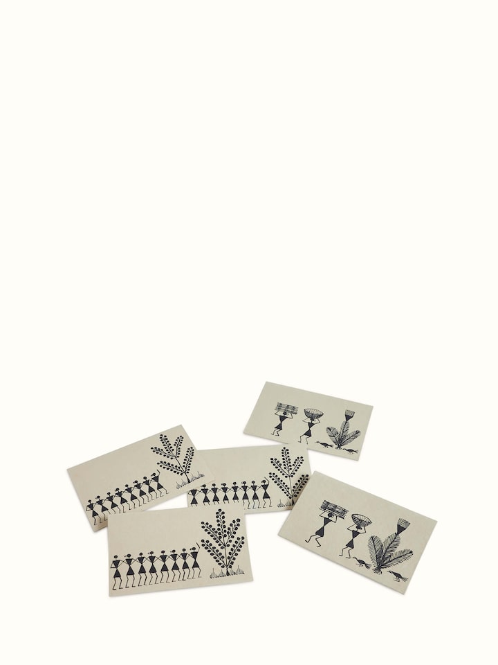 Alternative view of Warli Painted Paper Envelopes (2 pcs) displaying Warli patterns