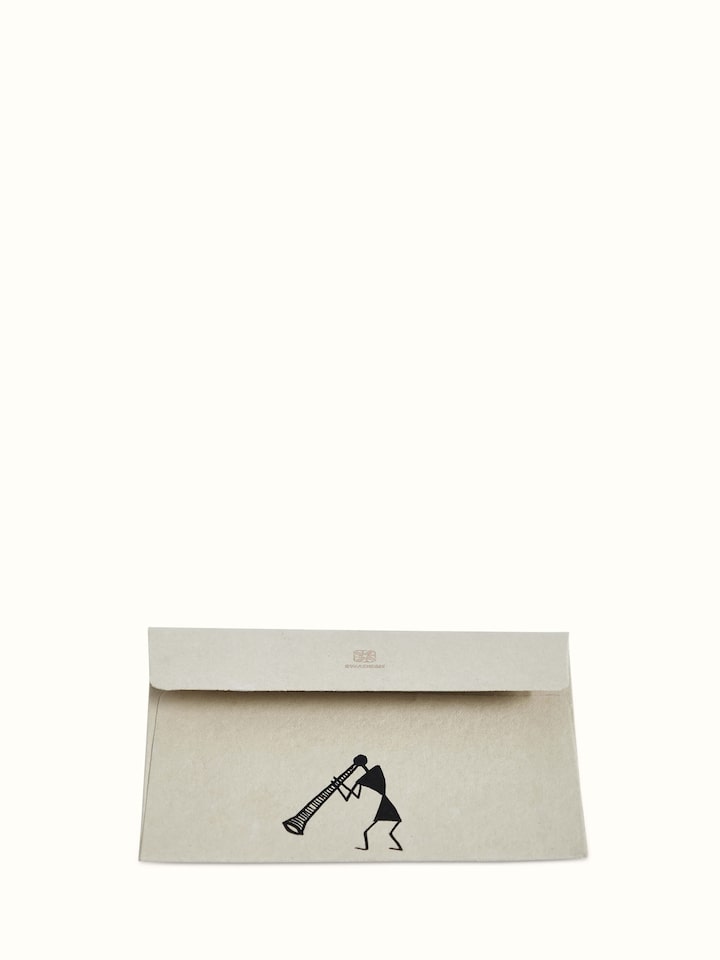 Alternate view of Warli Painted Paper Envelopes (2 pcs) showcasing design details