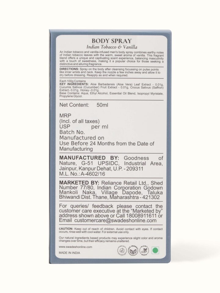 Body Spray Indian Tobacco & Vanilla