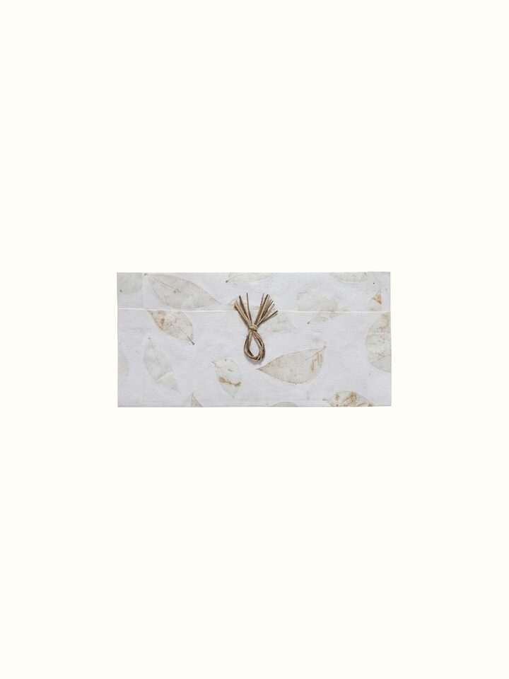 Detailed view of Auroville handmade paper money envelopes in white color (3 pcs)