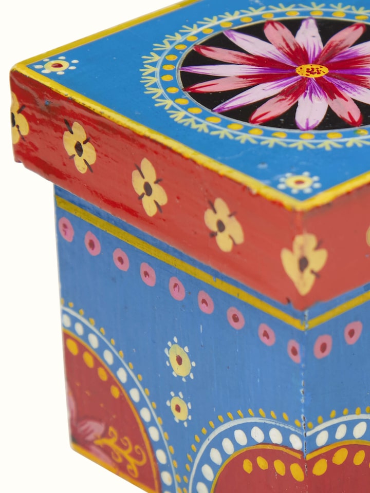 Close-up of Ganjifa Card Sheet Paperweight in Blue