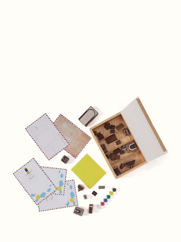 Side view of Block-Making Wooden Historical Monuments Puzzle (White), emphasizing the structure and pieces of the puzzle