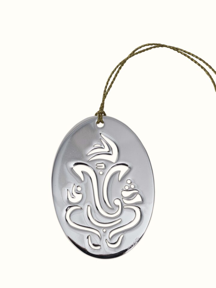 Close-up of silver-plated Ganesh bookmark focusing on its detailed Ganesh design and silver finish