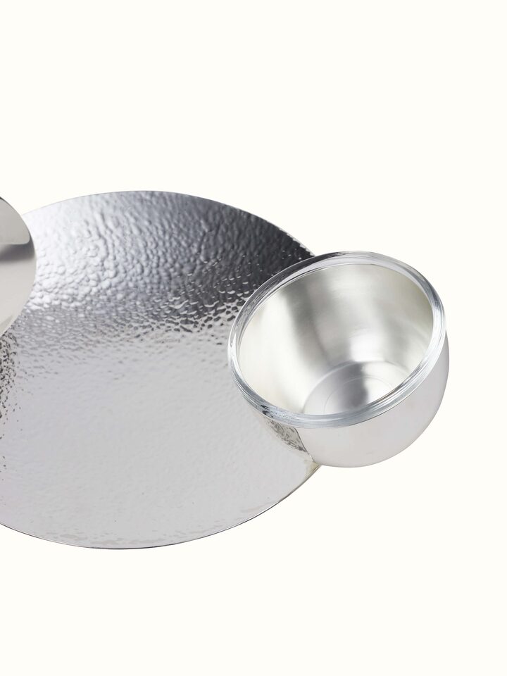 Detailed view of Silver-plated nut bowl & plate