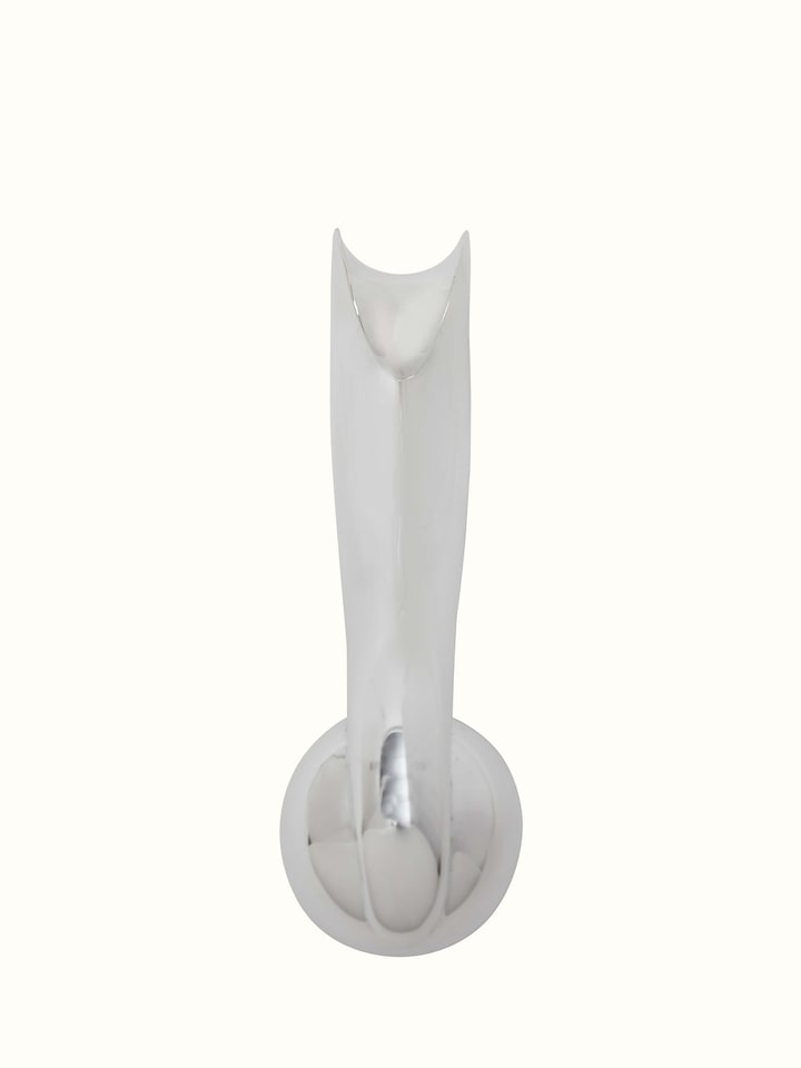 Close-up view of Silver Curved Handle Rattle Toy highlighting the craftsmanship and detail of the handle.