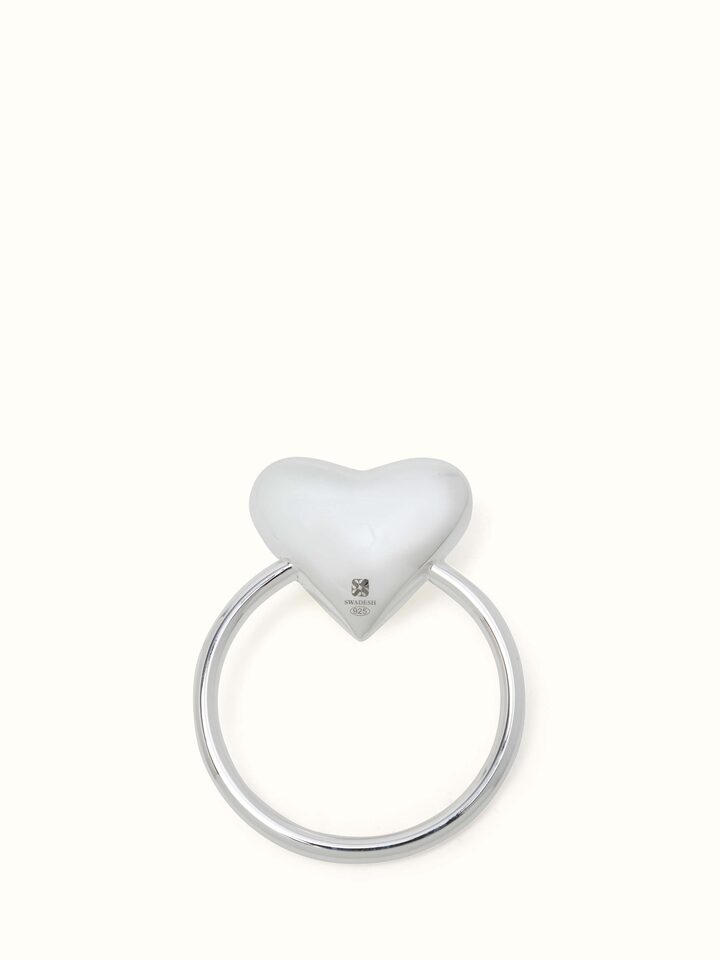 Front view of Silver Heart Rattle Toy showcasing its polished silver finish and heart shape.