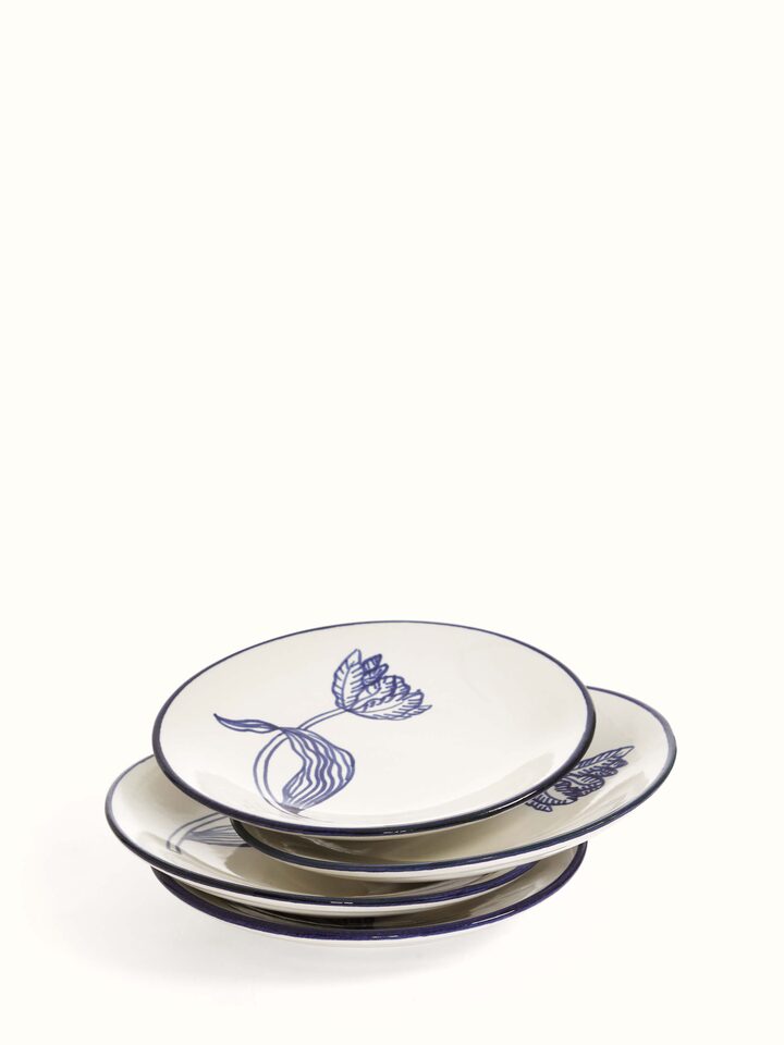 Front view of Khurja pottery ceramic salad plates (4 pcs)