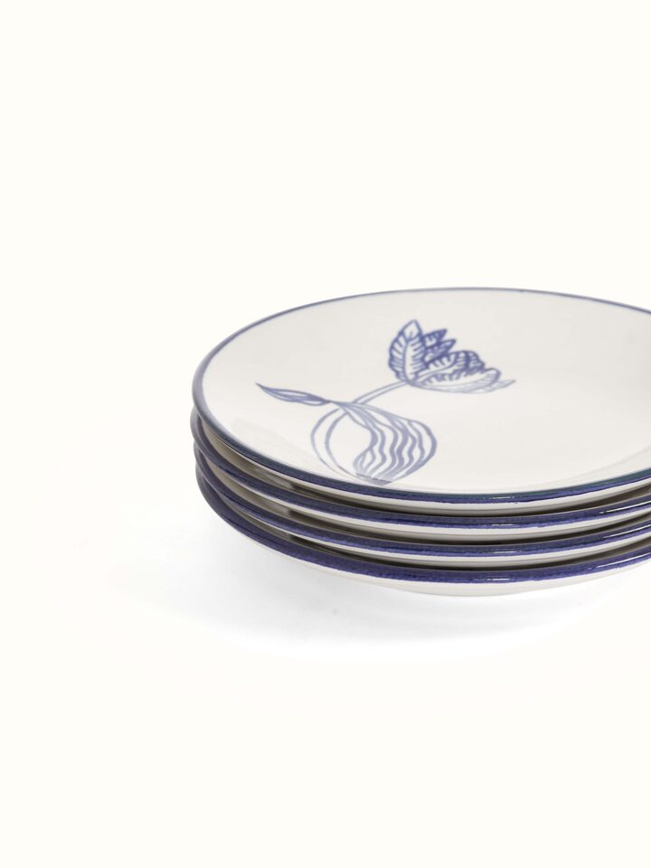 Close-up view of Khurja pottery ceramic salad plates (4 pcs)