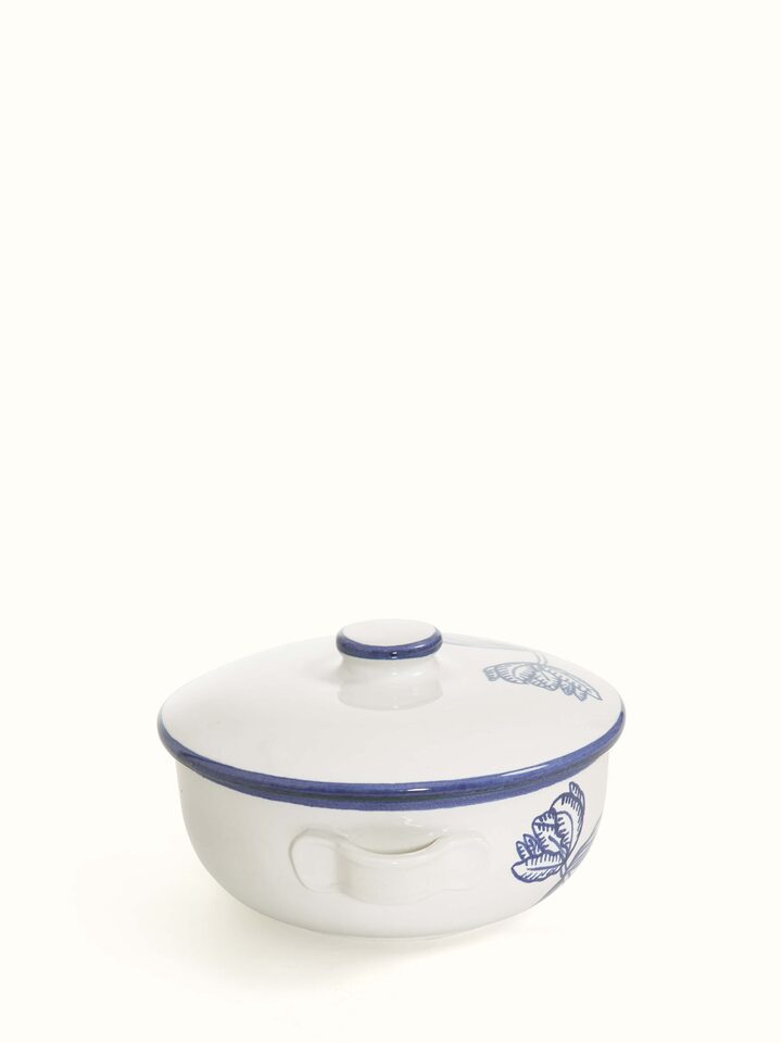 Top view of Khurja Pottery Ceramic Roti Box, focusing on the lid and overall shape