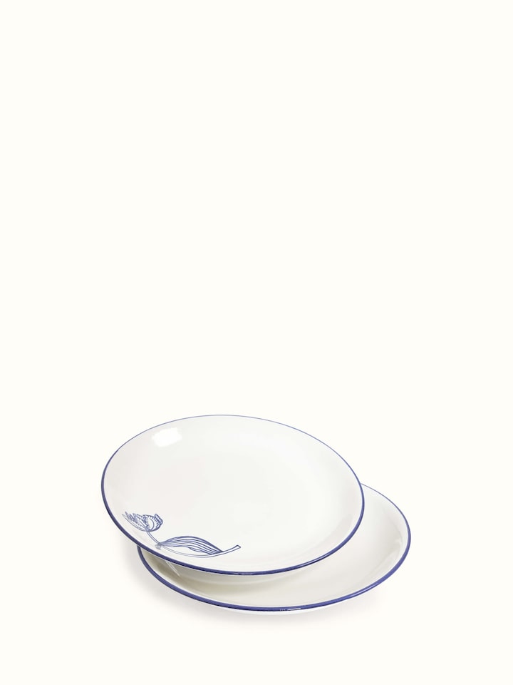 Artistic view of Khurja Pottery Ceramic Serving Platters set, emphasizing traditional design