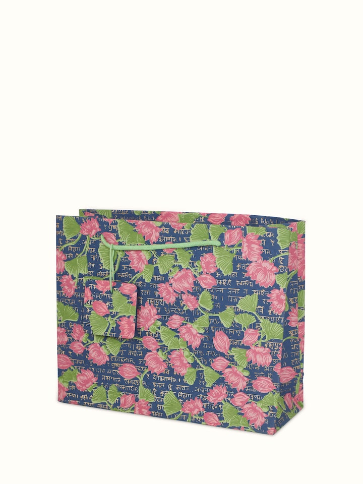 Back view of Handmade Paper Gift Bags Yellow (3 pcs) highlighting durability and quality of the eco-friendly materials