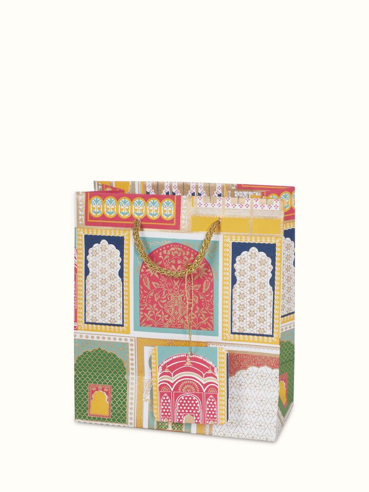 Close-up of Handmade paper gift bags white (3 pcs) emphasizing the quality of paper.