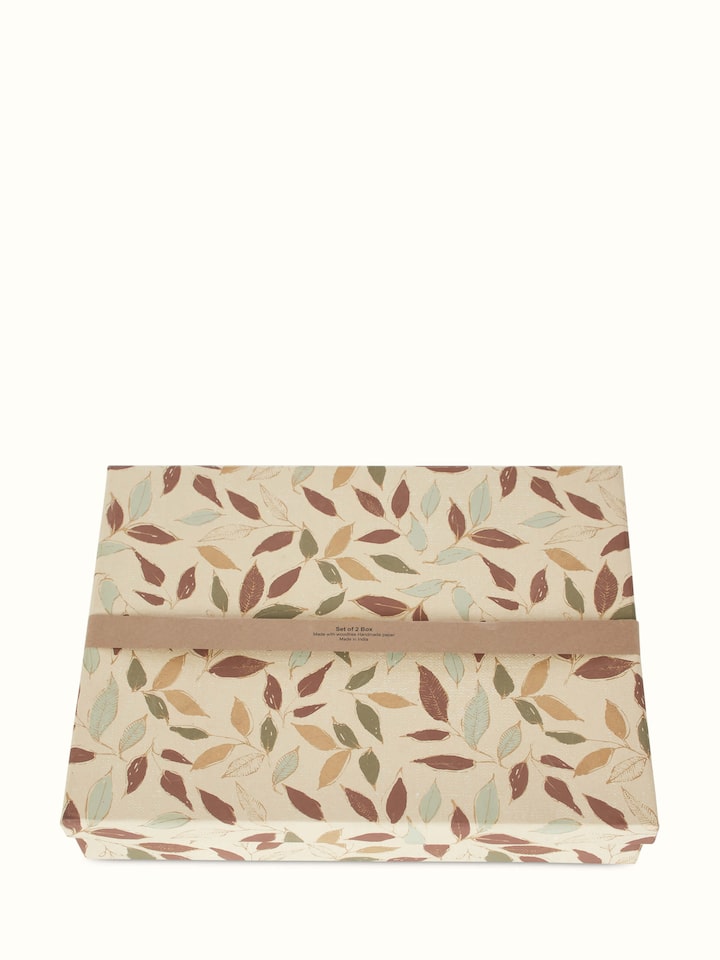 Front view of Handmade Paper Saree & Stole Boxes in brown, highlighting the elegant texture and design.