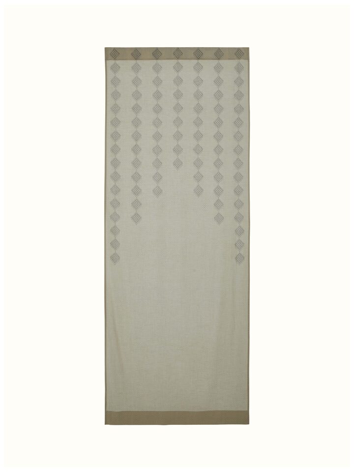 Front view of Rambagh Light Green Modern Geo Diamond Cotton Sanganeri Block Printed Curtain showcasing the geometric design.