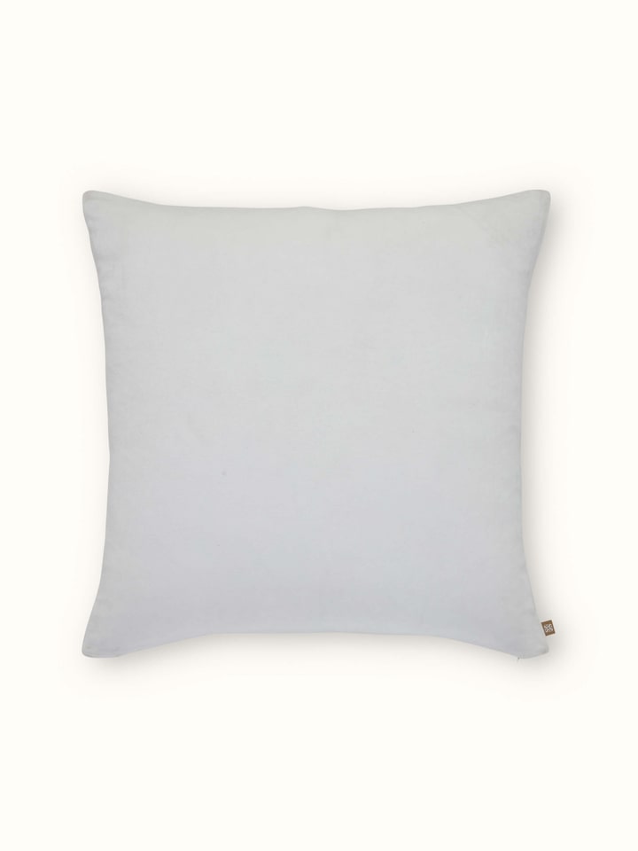 Angled view of Shivranjini Ivory Textured Cotton Razai Embroidered Euro Shams (2 pcs) emphasizing the design and embroidery details