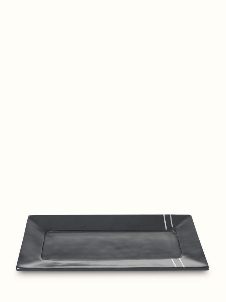 Front view of Carved marble stone bath tray in black color highlighting the elegant design and finish