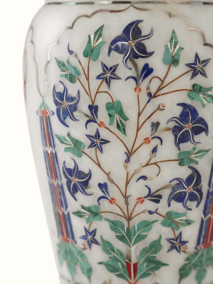Top view of Transitional pacchikari marble table vase showcasing elegant design