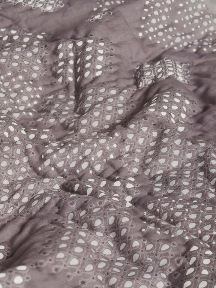 Detailed shot of Rambagh Grey Ombre Geo Cotton Sanganeri Block Printed Double Quilt showcasing the texture and design.
