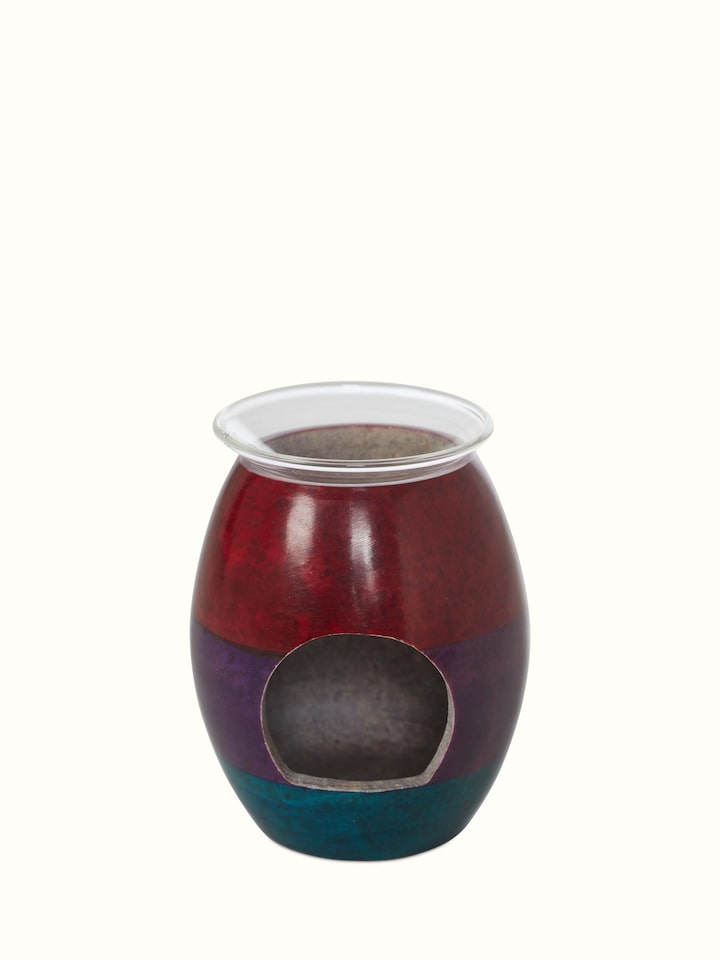 Front view of Carved stone diffuser in multicolor showcasing intricate carvings