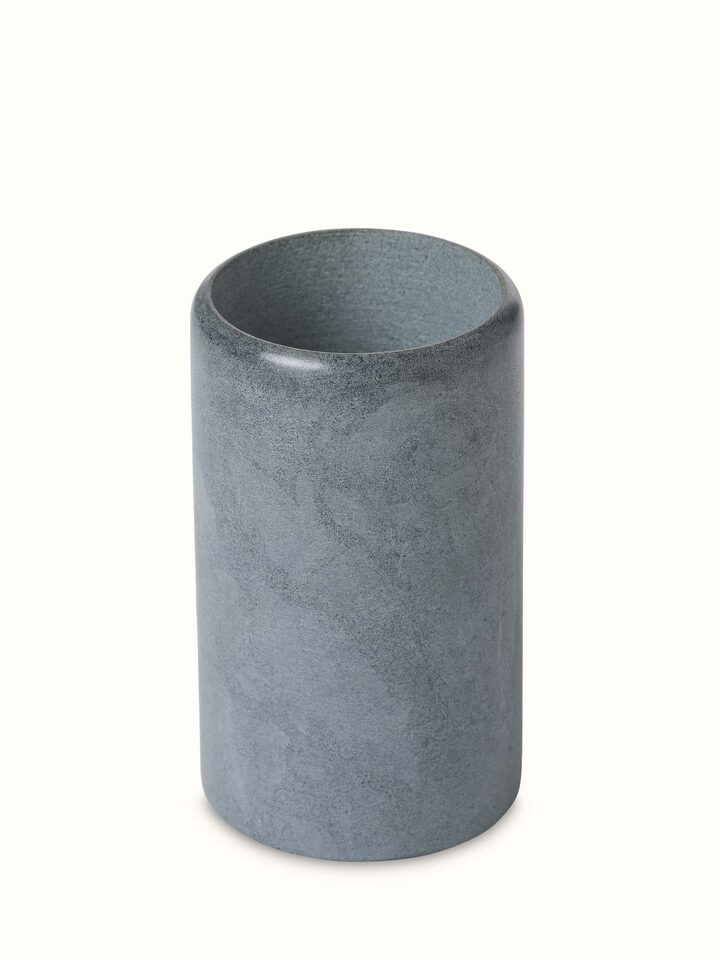 Close-up of Natural Carved Stone Toothbrush Holder, emphasizing the fine details and stone texture