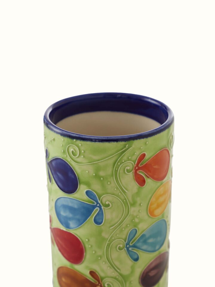 Close-up of Natural Khurja Pottery Ceramic Table Vase, showcasing the intricate patterns and ceramic texture
