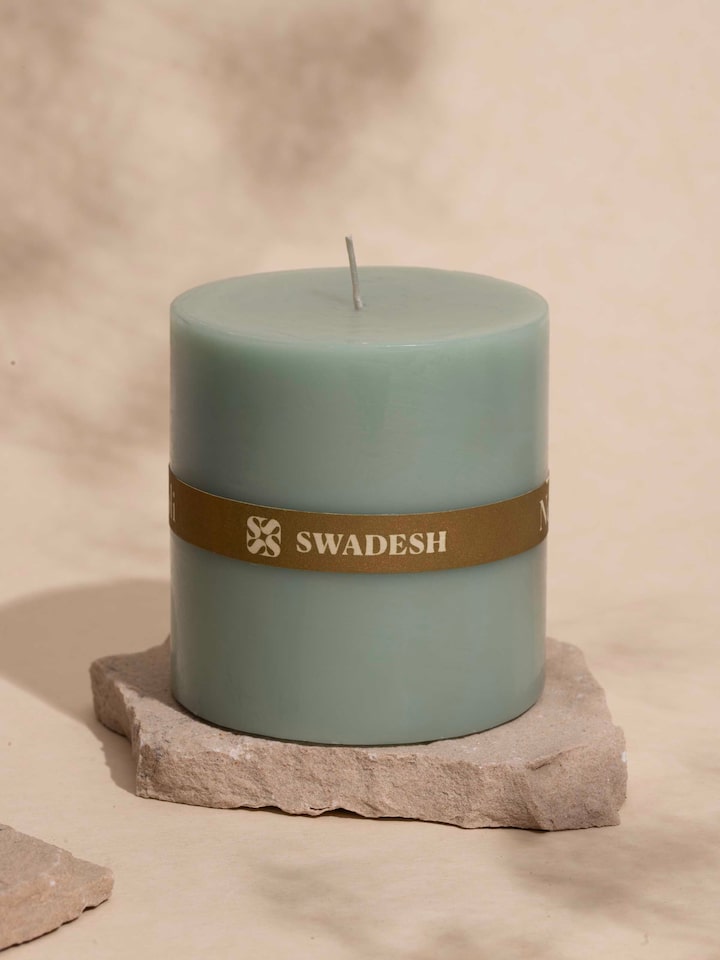 Close-up view of Neroli Pillar Candle (3 inches) focusing on the candle’s texture and surface details.