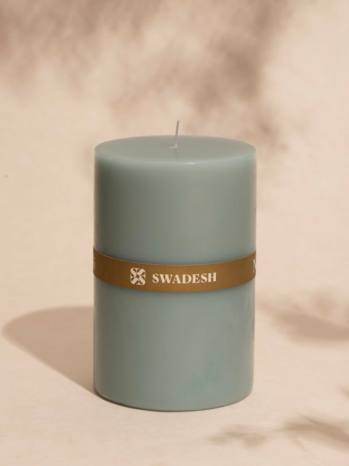 Side view of Neroli Pillar Candle highlighting its smooth texture and craftsmanship