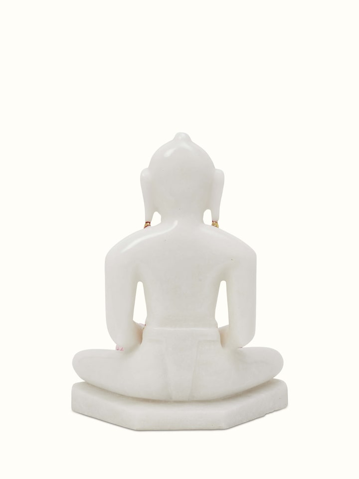 Close-up view of Carved marble Mahavir idol