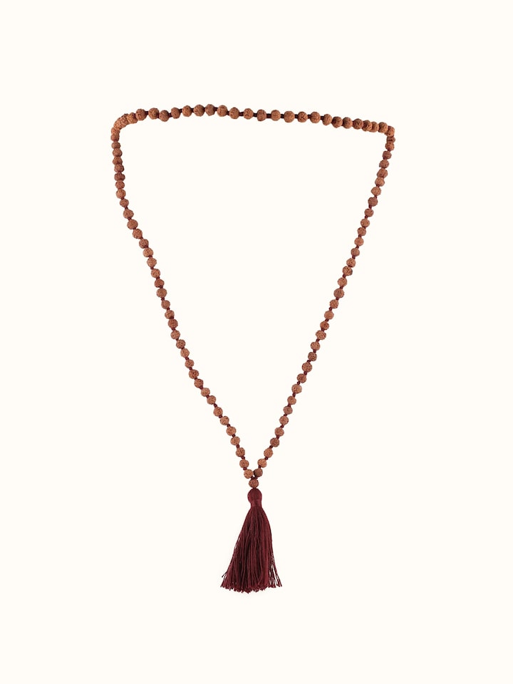 Front view of Panchmukhi Rudraksha Mala (7mm) showing the complete piece and design