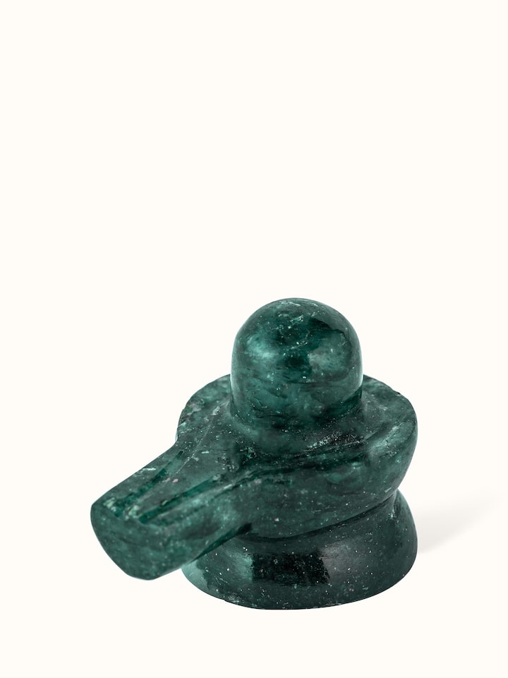 Top-down view of Swadesh Small Jade Shivling, focusing on its unique shape and spiritual significance.