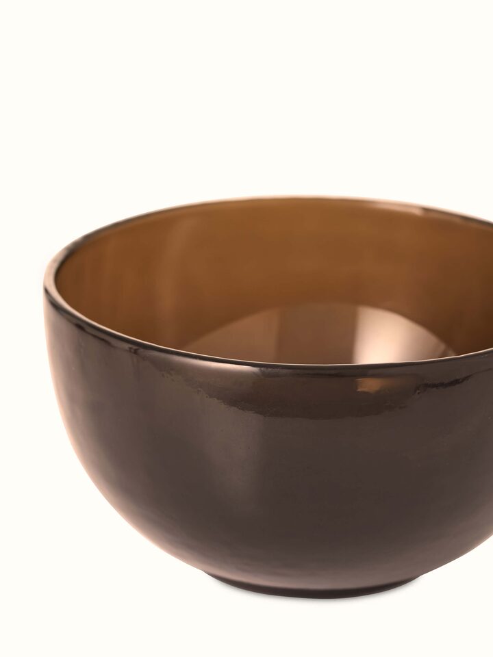 Detailed view of Firozabadi glass work serving bowls (3 pcs) highlighting the stylish design and clear glass finish