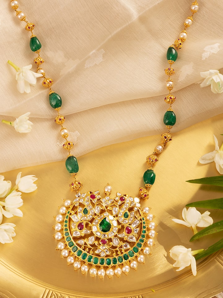 Hyderabad Jadau 22 Karat Gold Collar Necklace