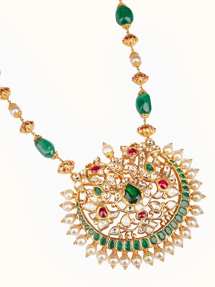Hyderabad Jadau 22 Karat Gold Collar Necklace