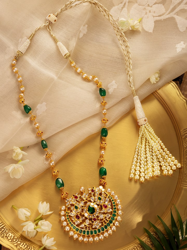 Hyderabad Jadau 22 Karat Gold Collar Necklace