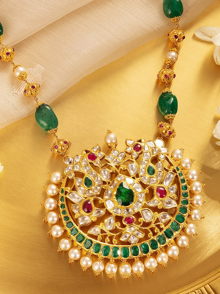 Hyderabad Jadau 22 Karat Gold Collar Necklace