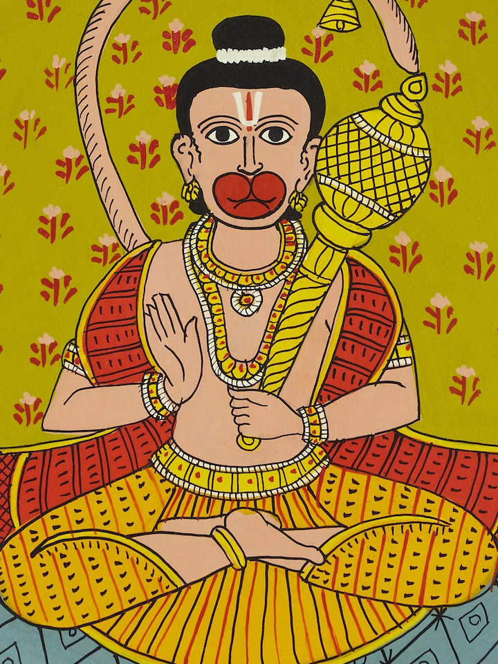 Front view of Cheriyal Hanuman display plate