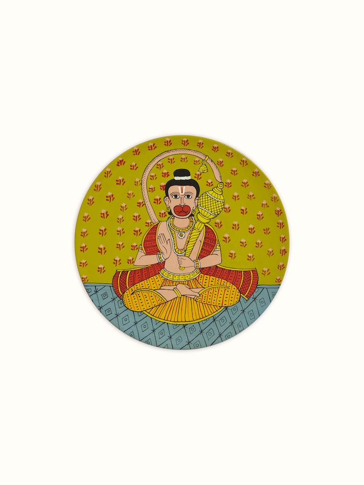 Detailed close-up of Cheriyal Hanuman display plate
