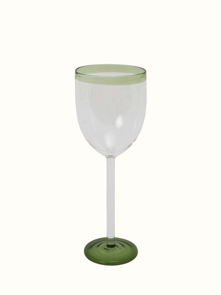Side view of Glass-Worked Wine Glasses (2 pcs) highlighting the shape and craftsmanship of the glasses.