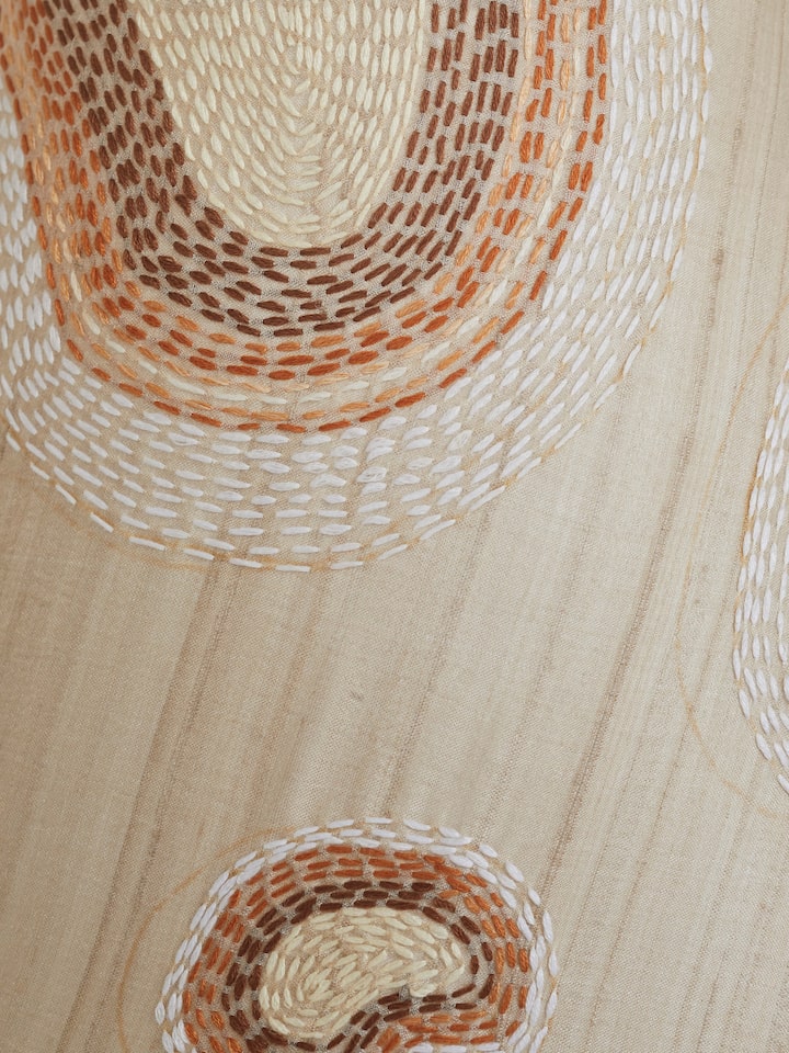 Close-up view of Sujani embroidered cotton lampshade focusing on embroidery details