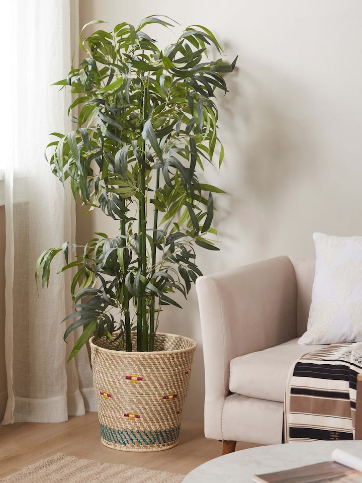 Side view of Natural Kanshi Fibre Planter demonstrating its textured surface