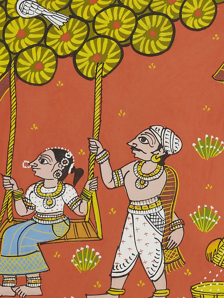 Close-up of Cheriyal Swing Painting highlighting artistic details and vibrant colors