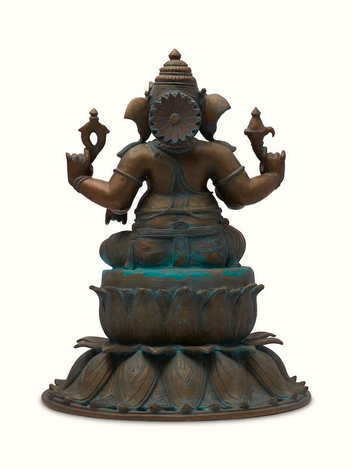 Another view of the Prathameshwara bronze casting Gajanana idol, highlighting its intricate design and artistic detail.