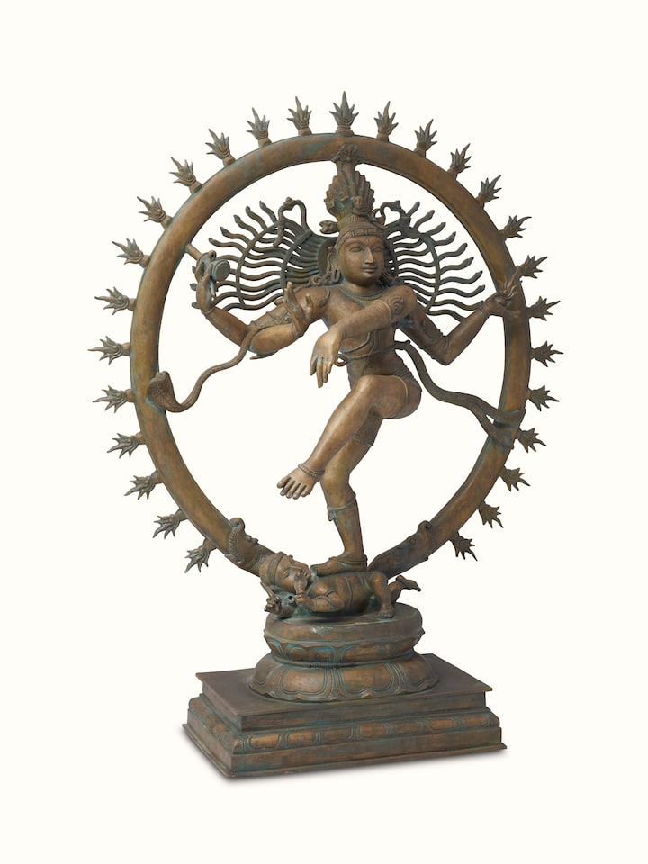 Angled view of Graceful Nataraja Bronze Casting Idol highlighting the dynamic pose and artistic craftsmanship.