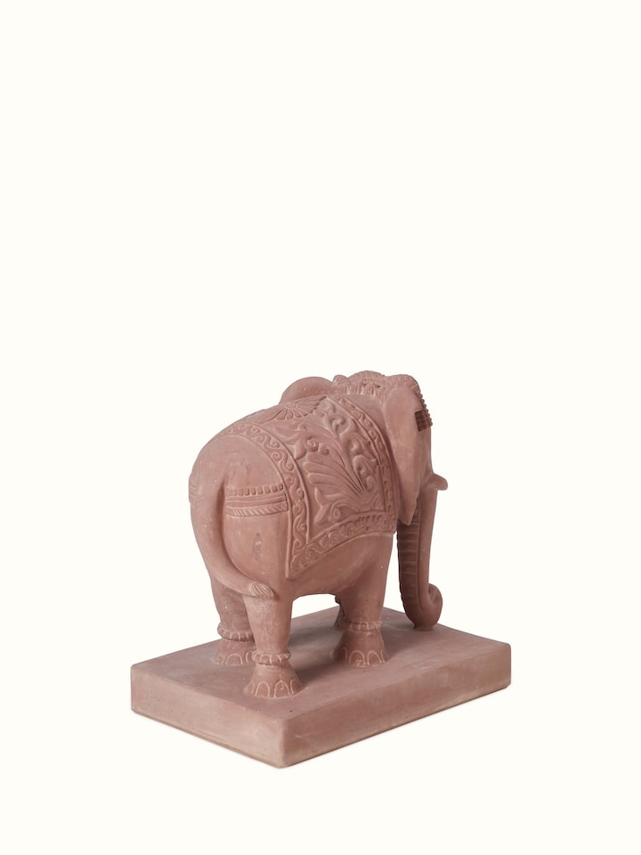 Detailed view of Hastin carved stone Gwalior elephant sculpture, showcasing the artistic detail and quality of the stone.